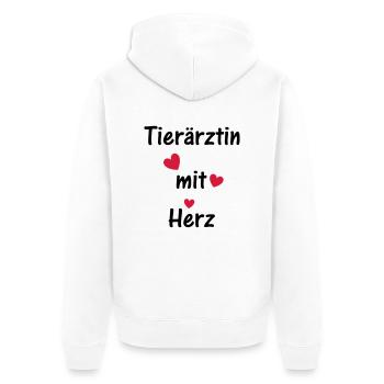 Tierärztin mit Herz - Unisex Premium Bio Zip Hoodie - Weiß - Hinten - Thijin (182cm)