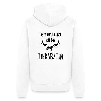 lasst mich durch, ich bin tierärztin - Unisex Premium Bio Zip Hoodie - Weiß - Hinten - Thijin (182cm)