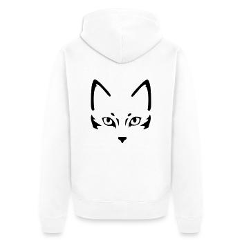Minimal Katze - Unisex Premium Bio Zip Hoodie - Weiß - Hinten - Thijin (182cm)