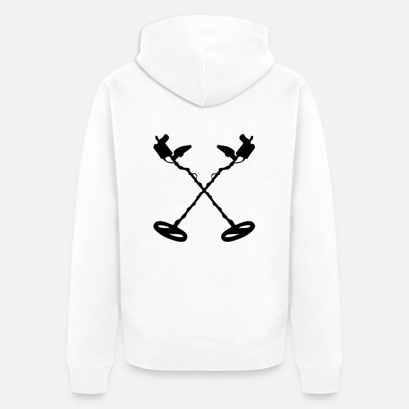 dessin détecteur de métaux - Veste à capuche bio Premium Unisexe - blanc