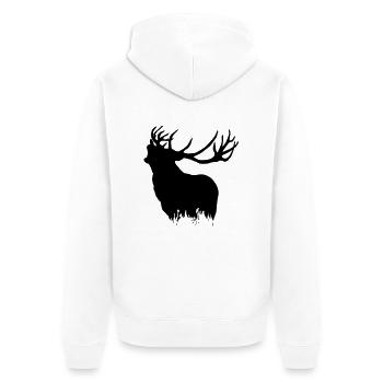 Deer - Hirsch - Unisex Premium Bio Zip Hoodie - Weiß - Hinten - Thijin (182cm)