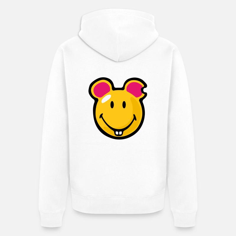 Smiley Mouse - Premium økologisk unisex-hættejakke - hvid