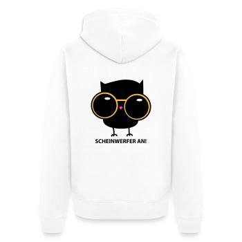 Eule mit Brille (b) - Unisex Premium Bio Zip Hoodie - Weiß - Hinten - Thijin (182cm)