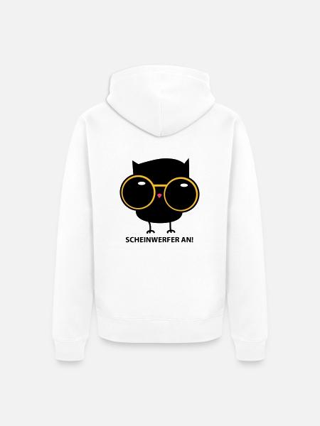Eule mit Brille (b) - Unisex Premium Bio Zip Hoodie - Weiß