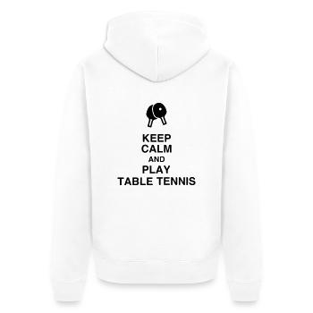 Table Tennis - Ping Pong - Sport - Racket - Ball - Unisex Premium Bio Zip Hoodie - Weiß - Hinten - Thijin (182cm)