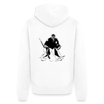 Hockey Keeper - Unisex Premium Bio Zip Hoodie - Weiß - Hinten - Thijin (182cm)
