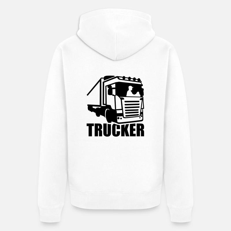Trucker - Unisex Premium Bio Zip Hoodie - Weiß