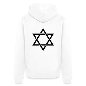 Hexagramm - Unisex Premium Bio Zip Hoodie - Weiß - Hinten - Thijin (182cm)