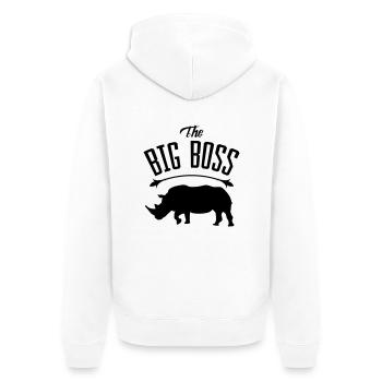 rhino big boss - Unisex Premium Bio Zip Hoodie - Weiß - Hinten - Thijin (182cm)