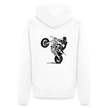 Supermoto - Unisex Premium Bio Zip Hoodie - Weiß - Hinten - Thijin (182cm)