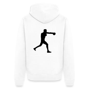 boxer - Unisex Premium Bio Zip Hoodie - Weiß - Hinten - Thijin (182cm)