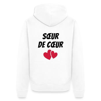 Sœur de cœur - Veste à capuche bio Premium Unisexe - blanc - Dos - Thijin (182cm)