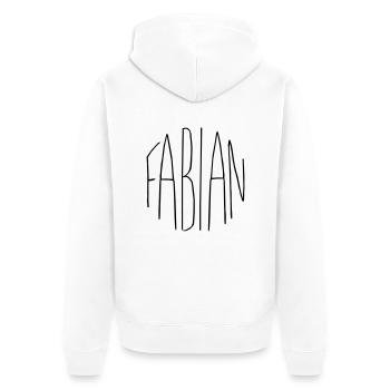 Fabian gift - Unisex Premium Organic Zip Hoodie - white - Back - Thijin (182cm)