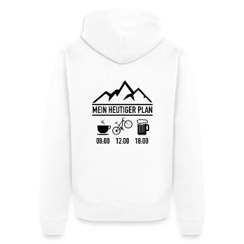 Mein heutiger Plan Kaffee Fahrrad Bier - Unisex Premium Bio Zip Hoodie - Weiß - Hinten - Thijin (182cm)