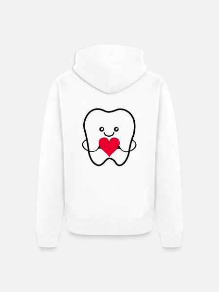 Tooth Smile Love - Unisex Premium Organic Zip Hoodie - white