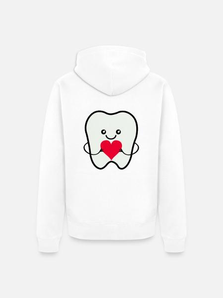 Zahn Smile Love - Unisex Premium Bio Zip Hoodie - Weiß