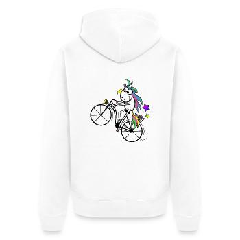 Unicorn Bicycle Wheelie - Veste à capuche bio Premium Unisexe - blanc - Dos - Thijin (182cm)