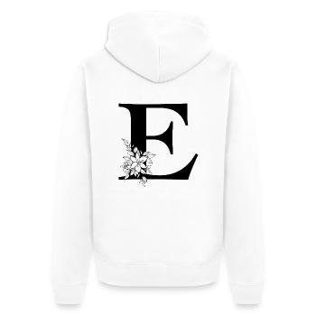 Buchstabe E - Unisex Premium Bio Zip Hoodie - Weiß - Hinten - Thijin (182cm)