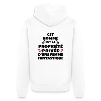 cet homme est pris par une femme fantastique - Veste à capuche bio Premium Unisexe - blanc - Dos - Thijin (182cm)