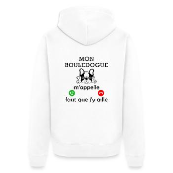 mon bouledogue m appelle / cadeau bouledogue - Veste à capuche bio Premium Unisexe - blanc - Dos - Thijin (182cm)