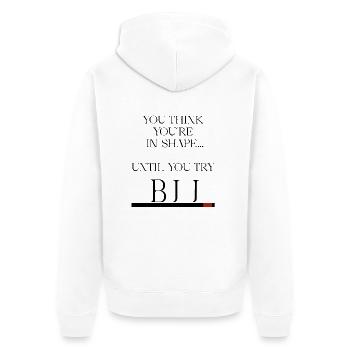 BJJ - Unisex Premium Bio Zip Hoodie - Weiß - Hinten - Thijin (182cm)