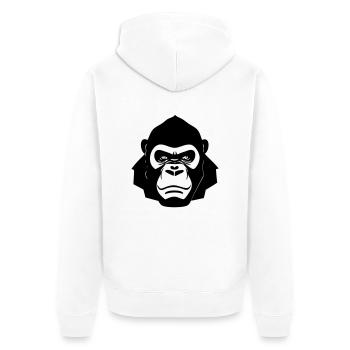 Harter Gorilla im Cartoon Stil - Unisex Premium Bio Zip Hoodie - Weiß - Hinten - Thijin (182cm)