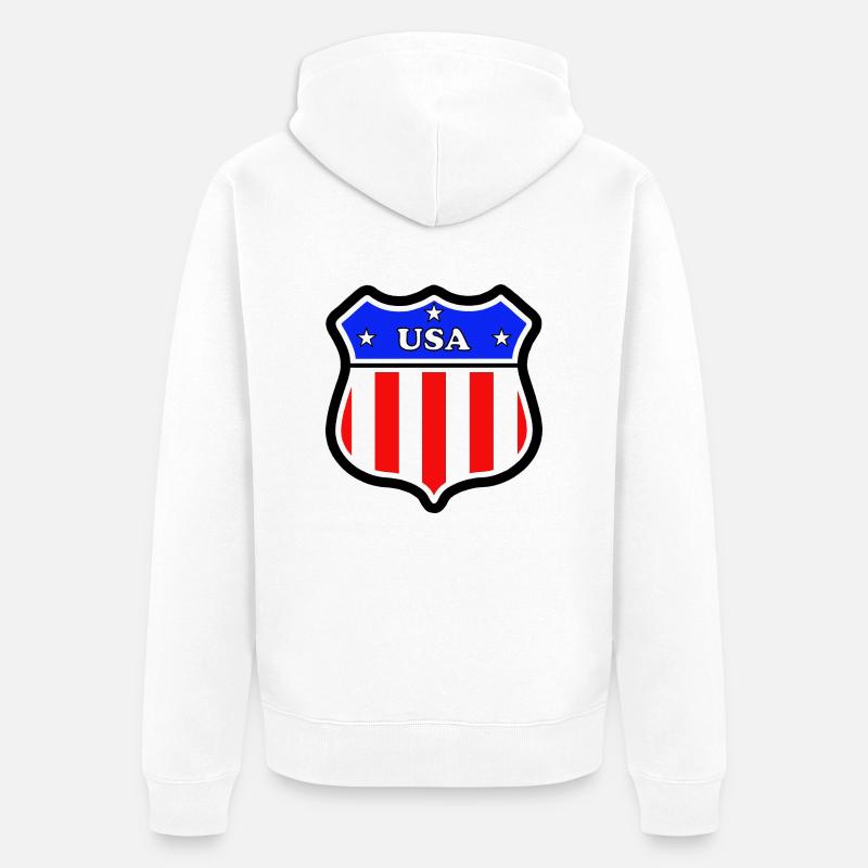 Armoiries élégantes des États-Unis - Veste à capuche bio Premium Unisexe - blanc