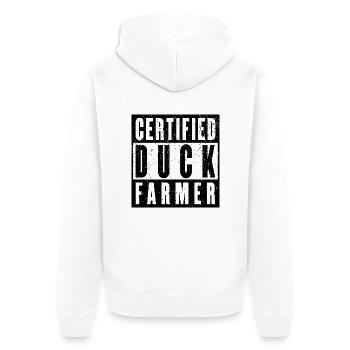 Éleveur de canards certifié - Cadeau d’amoureux des canards - Veste à capuche bio Premium Unisexe - blanc - Dos - Thijin (182cm)