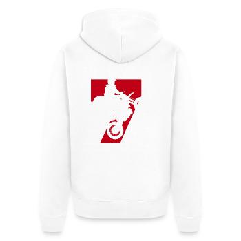 Moto 7 biker - Unisex Premium Organic Zip Hoodie - white - Back - Thijin (182cm)