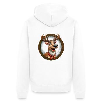 Weihnachtsrentiere - Unisex Premium Bio Zip Hoodie - Weiß - Hinten - Thijin (182cm)