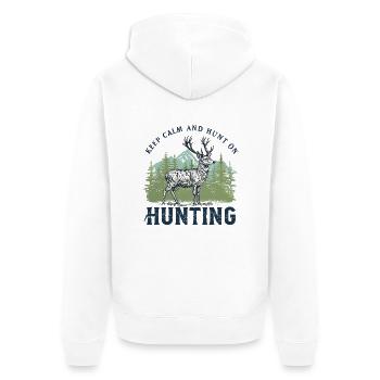 Majestic Deer Hunting Design - Unisex Premium Organic Zip Hoodie - white - Back - Thijin (182cm)