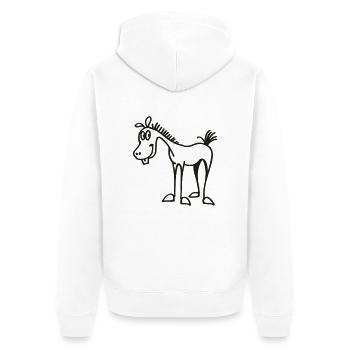 Funny horse - Unisex Premium Organic Zip Hoodie - white - Back - Thijin (182cm)
