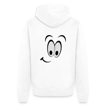 SMILEY - Unisex Premium Bio Zip Hoodie - Weiß - Hinten - Thijin (182cm)