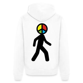 Mann des Friedens (schwarz) - Unisex Premium Bio Zip Hoodie - Weiß - Hinten - Thijin (182cm)