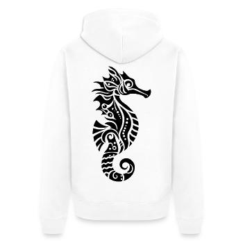 Tribal Seahorse - Unisex Premium Organic Zip Hoodie - white - Back - Thijin (182cm)