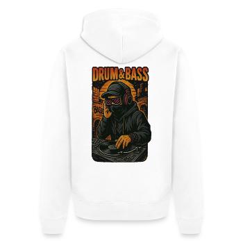 Schlagzeug und Bass - Unisex Premium Bio Zip Hoodie - Weiß - Hinten - Thijin (182cm)