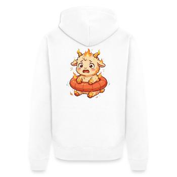 Schwimmring Fire Goat Shirt Pool Panik feuer ziege - Unisex Premium Bio Zip Hoodie - Weiß - Hinten - Thijin (182cm)