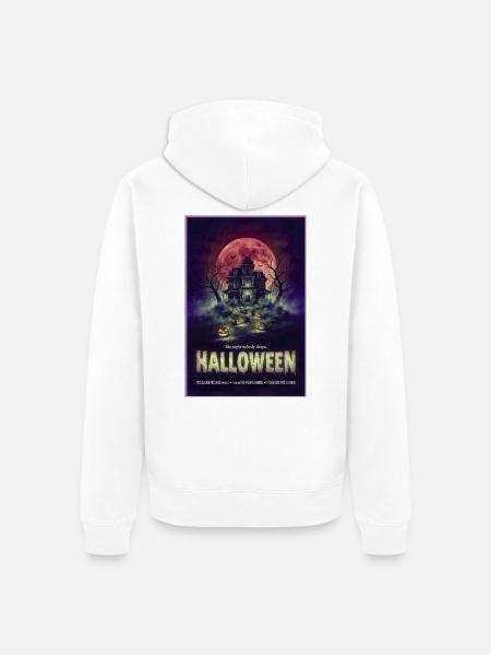 Spukhaus bei Vollmond - Unisex Premium Bio Zip Hoodie - Weiß