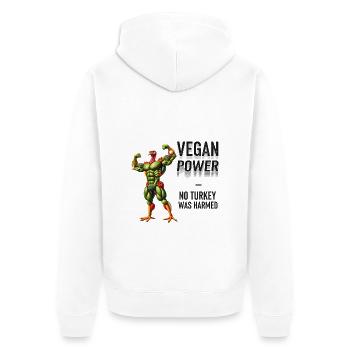 Vegan Power Turkey - Unisex Premium Bio Zip Hoodie - Weiß - Hinten - Thijin (182cm)