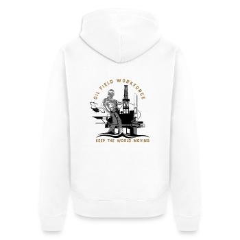 Oil Rig Oil Field North Sea Keep The World Movng - Unisex Premium Organic Zip Hoodie - white - Back - Thijin (182cm)