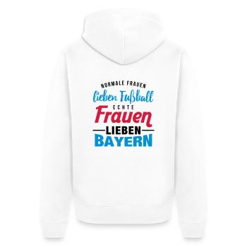 Echte Frauen lieben Bayern - Unisex Premium Bio Zip Hoodie - Weiß - Hinten - Thijin (182cm)