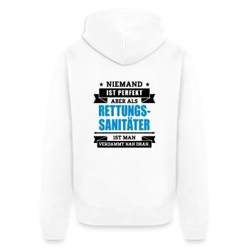 Rettungssanitäter - Unisex Premium Bio Zip Hoodie - Weiß - Hinten - Thijin (182cm)
