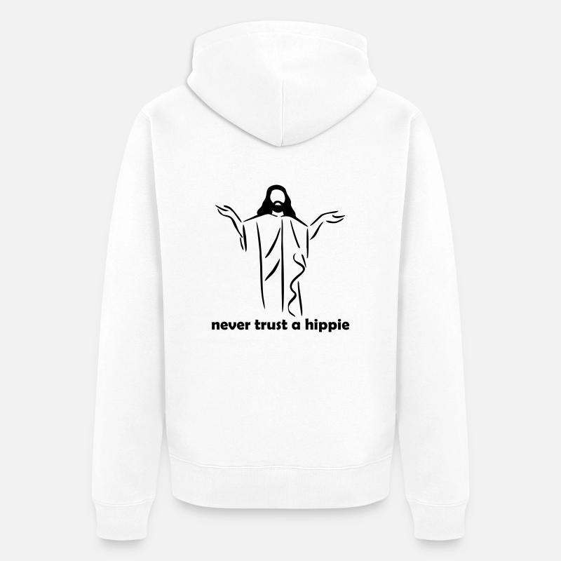 Never trust a Hippie - Unisex Premium Bio Zip Hoodie - Weiß