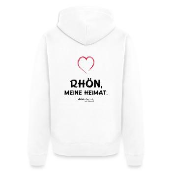 Rhön - Meine Heimat. - Unisex Premium Bio Zip Hoodie - Weiß - Hinten - Thijin (182cm)