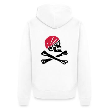 Piratentotenkopf mit rotem Kopftuch - Unisex Premium Bio Zip Hoodie - Weiß - Hinten - Thijin (182cm)