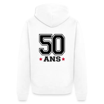 50 ANS - Veste à capuche bio Premium Unisexe - blanc - Dos - Thijin (182cm)