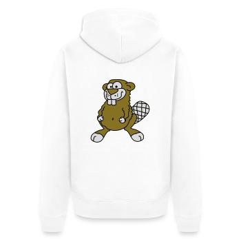 beaver - Unisex Premium Bio Zip Hoodie - Weiß - Hinten - Thijin (182cm)