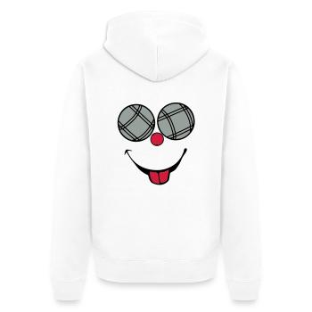 Petanque Ball Smiley-Lächeln tongue2 - Unisex Premium Bio Zip Hoodie - Weiß - Hinten - Thijin (182cm)