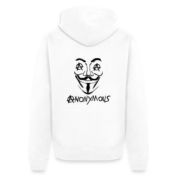 Anarchie-Logo Anonym2 Maske Maske - Unisex Premium Bio Zip Hoodie - Weiß - Hinten - Thijin (182cm)