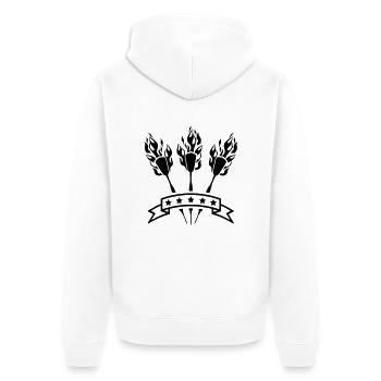 darts_fire_logo_tj1 - Unisex Premium Bio Zip Hoodie - Weiß - Hinten - Thijin (182cm)